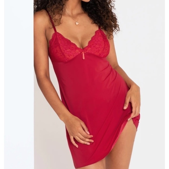 LA Senza red Satin padded bra slip dress size Medium - Picture 11 of 16
